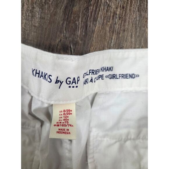GAP Girlfriend Khaki White Cropped Flat Front Straight Leg Pants Size 8/29 - Picture 2 of 4